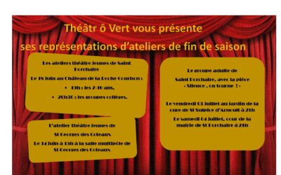 Les représentations de fin saison 2026 des ateliers theâtr&rsquo; Ô vert !